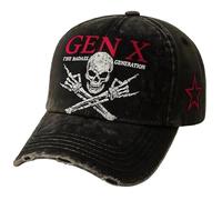 GEN X Badass Skull Cap, Bold Generation X Baseball Hat with Skull & Crossbones, Generation X Tribute Gear, Adjustable Unisex Vintage Streetwear for Men & Women (1pc)