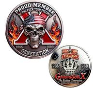 Gen X Commemorative Coin - The Badass Generation - Double Sided Vintage Skeleton Challenge Coin - Generation X Tribute Gear (Style D)