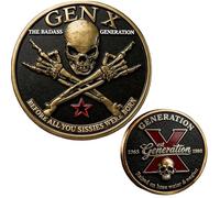 Gen X Commemorative Coin - The Badass Generation - Double Sided Vintage Skeleton Challenge Coin - Generation X Tribute Gear (Style B)