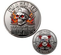 Gen X Commemorative Coin - The Badass Generation - Double Sided Vintage Skeleton Challenge Coin - Generation X Tribute Gear (Style C)