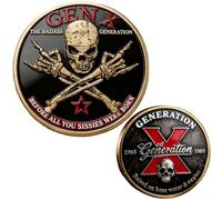 Gen X Commemorative Coin - The Badass Generation - Double Sided Vintage Skeleton Challenge Coin - Generation X Tribute Gear (Style A)