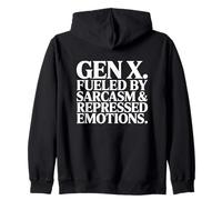 Gen X Fueled By Sarcasm & Repressed Emotions Humor Zip Hoodie