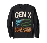Gen X Retro Raised on Hose Water & Neglect Funny Design Long Sleeve T-Shirt