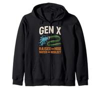 Gen X Retro Raised on Hose Water & Neglect Funny Design Zip Hoodie