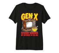 Gen X Saturday Mornings Hit Different in The 80s Meme Premium T-Shirt