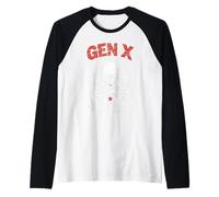 Gen X The Badass Generation Skull Middle Finger Raglan Baseball Tee