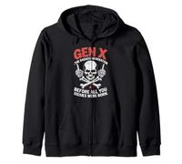 Gen X The Badass Generation Skull Middle Finger Zip Hoodie