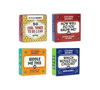GEN:ZAI After-Dinner Amusements - Set of 4 Travel Card Games - 50 Fun Questions Each - Riddles, Conversation, Road Trip & Family Quiz - Compact 5x5cm Size for Kids & Adults (Set of 4)