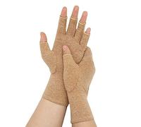 GEN:ZAI Fingerless Compression Gloves for Arthritis Relief, Hand & Wrist Support Gloves for Typing Gaming Crafting Gym & Daily Use, Breathable Stretch Fit, S M L, 1 Pair (Brown, L)