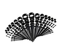 GenaiVortic Acrylic Ear Stretcher, 50-Piece, Black, Silicone Rings | plus, color, lightweight, ideal for ear stretching