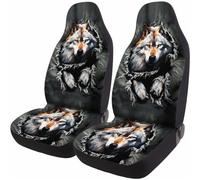 GENANY Cool Gray Wolf Howling Pattern 2 Front Car Seat Covers for Car Truck Sedan SUV, Durable Automotive Seat Covers, Breathable Bucket Seat Covers, Protective Interior Accessory