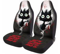 GENANY Funny Cute Evil Murder Black Cat Holding Knife 2 Front Car Seat Covers for Car Truck Sedan SUV, Durable Automotive Seat Covers, Bucket Seat Covers, Protective Interior Accessory