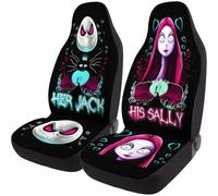 GENANY Horror Nightmare Skellington Couple 2 Front Car Seat Covers, Black/White Polyester, Universal Fit, Automotive Seat Covers, Compatible with Car, Truck, SUV
