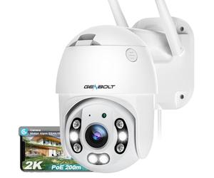 GENBOLT 2.5K WiFi Security Camera Outdoor With PoE, 2.4/5GHz Dual WiFi CCTV Camera with Auto Tracking, Human/Vehicle Detection Pan Tilt Home Surveillance IP Camera with Siren Alarm
