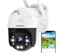 GENBOLT 2K 3G/4G LTE Security Camera Outdoor No WiFi, | Cellular CCTV Camera Wired with Sim Card, 24/7 Recording, DC&PoE, Human Detection, Auto Tracking, 25 FPS, Color Night Vision