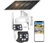GENBOLT 2K WiFi Solar Security Camera Outdoor Wireless AOV 24/7 Recording | 3MP*2 Dual Lens IP Surveillance Camera,90FT AI Detection Human,8W 14400mAh Battery Powered Camera CCTV,Auto Tracking,2.4&5GHz