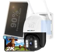 GENBOLT 4G LTE Solar Security Camera Outdoor Wireless, 2K PTZ Surveillance Camera with SIM Card & 15600mAh Battery, No WiFi Needed, PIR Human Detection, Auto Floodlight Alarm, Night Vision