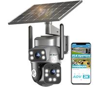GENBOLT AOV 4G Solar Security Camera Outdoor Wireless No WiFi with Sim Card | 24/7 Continuous Recording,3MP*2 Dual Lens Surveillance Camera, 8W 14400mAh Battery Operated,90FT AI Detection Human,IP66