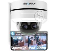 GENBOLT [DC&PoE 2.5K PTZ WiFi Security Camera Indoor and Outdoor with 10X Hybrid Zoom,360° Dual Lens Home Surveillance Dome IP Camera CCTV with Auto Tracking,IK10 Vandalproof IP66 Waterproof
