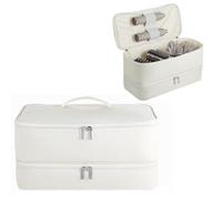 GENCAM Double-Layer Carrying Case Compatible with Shark Flexstyle (Beige) | Travel Case for Shark 430/440 Flex Style, Portable Storage Case for Dyson Airwrap Styler and Attachments