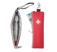 GENCAM EpiPen Carrying Case, 2 Pack Emergency Medical Bag with Carabiner, Medicine Bag for EpiPens, Asthma Inhaler, Auvi-Q,Eye Drops,Anti-Histamine,Allergy Medication (Red)