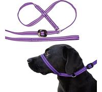 Gencon - All-in-One Anti Pull Dog Lead and Headcollar - Trainer Approved - Figure of 8 Dog Lead with Soft Loop Handle, Gentle Control - Left Hand - Washable - UK Made - Purple/Pink
