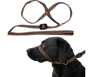 Gencon - All-in-One Anti Pull Dog Lead and Headcollar - Trainer Approved - Figure of 8 Dog Lead with Soft Loop Handle, Gentle Control - Left Hand - Washable - UK Made - Coffee/Cream