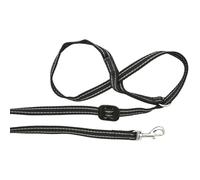 Gencon - Clip-to-Collar Dog Headcollar and Lead - One Size Dog Training & Behaviour Aid - Soft & Gentle Design with Trigger Clip - Left - Machine Washable - Made in Britain - Black/Silver