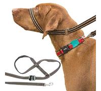 Gencon - Clip-to-Collar Dog Headcollar and Lead - Trainer Approved - One Size Dog Training & Behaviour Aid - Soft & Gentle Design with Trigger Clip - Right - Made in Britain - Coffee/Cream