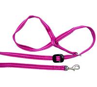 Gencon - Clip-to-Collar Dog Headcollar and Lead - Trainer Approved - One Size Dog Training & Behaviour Aid - Soft & Gentle Design with Trigger Clip - Left - Made in Britain - Pink/Burgundy