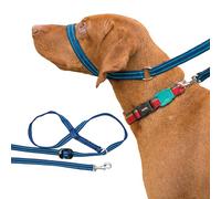 Gencon - Clip-to-Collar Dog Headcollar and Lead - Trainer Approved - One Size Dog Training & Behaviour Aid - Soft & Gentle Design with Trigger Clip - Left - Made in Britain - Navy/Jade