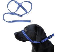 Gencon - Extra Large Anti Pull Dog Headcollar - Trainer Approved - Soft & Gentle Control - Practical Dog Training & Behaviour Aid - Left Hand - UK Made - Doesn't Include Lead - Blue/White