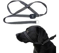Gencon - Medium Size Anti Pull Dog Headcollar - Trainer Approved - Soft & Gentle Control - Practical Dog Training & Behaviour Aid - Left Hand - UK Made - Doesn't Include Lead - Black/Silver