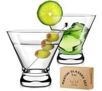 Gencywe 2 Pack Martini Glasses, 8 Ounce Crystal Cocktail Glasses, Martini Drinking Glasses, Hand Blown Stemless Cocktail Glassware for Bar, Martini, Cosmopolitan, Manhattan, Gimlet, Pisco Sour, Brandy