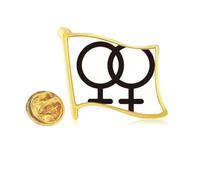 Gender Differentiation Identifying Women Equality Golden Metal Flag Lapel Pin Badge