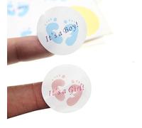 Gender Disclosure Stickers, 200 Sheets, 100 Sheets in Blue and 100 Sheets in Pink, 3cm * 3cm self-Adhesive Sticker Labels, Candy Box, Gift Bag, Party Decoration