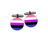 Gender Fluid Flag Cufflinks - Pink, White, Purple, Black & Blue Pride Accessory - Non-Binary Identity Gift - Gender Expression Jewellery - Stocking Filler