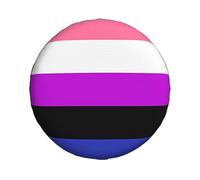 Gender Fluid Pride Flag Back Tyre Tire Cover Wheatherproof With Drawstring Tyre Storage Bag, For SUV, Travel Trailer, Car, 14in
