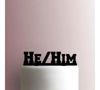 Gender Identity Pronoun He Him Acrylic Cake Topper 3mm Thick Premium Laser Cut Cake Decoration for Birthday, Wedding, Baby Shower & Party Cakes Durable Reusable