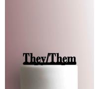 Gender Identity Pronoun They Them - Acrylic Cake Topper 8 Inch Width/Purple