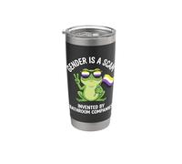 Gender is A Scam Non Binary Frog Enby Flag Stainless Steel Insulated Tumbler