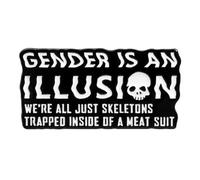 Gender Is an Illusion Enamel Pin Badge | Skeleton & Skull Lapel Pin | Gothic & Alternative Accessory (3 x 1.6 cm)