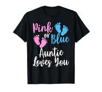 Gender Reveal Aunt-TEE | Pink Or Blue Auntie Loves You T-Shirt