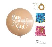 Gender Reveal Balloons, Baby Gender Reveal Decorations, Decorations 1 Balloon 36" Beige Balloons Large With Pink Blue Confetti Ribbon For Girl Boy Ideas Baby Shower Interesting Party