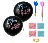 Gender Reveal Balloons, Gender Reveal Decoration, 9 Pcs Decorations with Pink and Blue Confetti 36 Inch Balloons and Darts for Boy or Girl Ideas Party Decoration,Shower Decor Kit for Baby Shower Black