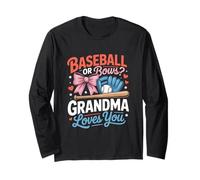gender reveal baseball or bows grandma loves you Long Sleeve T-Shirt