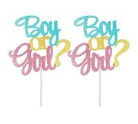 Gender Reveal Cake Toppers 2 Pack,Blue and Pink Glitter Boy or Girl Cake Toppers for Baby showers, birth parties,Premium Gender Reveal Decoration Set,Make Your Cake More Special.(15x25cm)