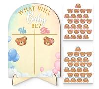 Gender Reveal Decoration with Bear Stickers, Gender Reveal Ideas for Babies Shower, Wooden Voting Board for Baby Nursery Decor, Hospital and Newborn Party