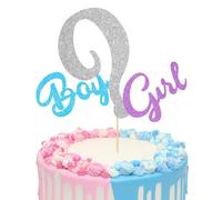 Gender Reveal Decorations, Baby Shower Decorations, HSC Gender Reveal Cake Toppers, Boy or Girl Cake Decorations, Glitter Blue Pink Silver, Eco-Friendly Paper