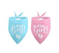 Gender Reveal Dog Bandana - It's a Girl It's a Boy Baby Announcement - Photo Prop Pet Accessories for Dog Lovers Owner Gift Pack of 2